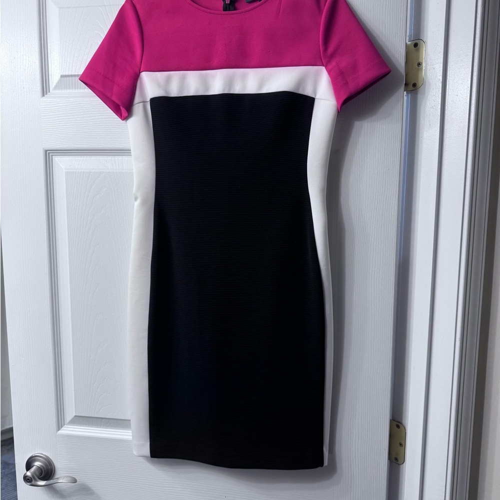 American Living Pink Scuba Dress Short Sleeve Crew Neck